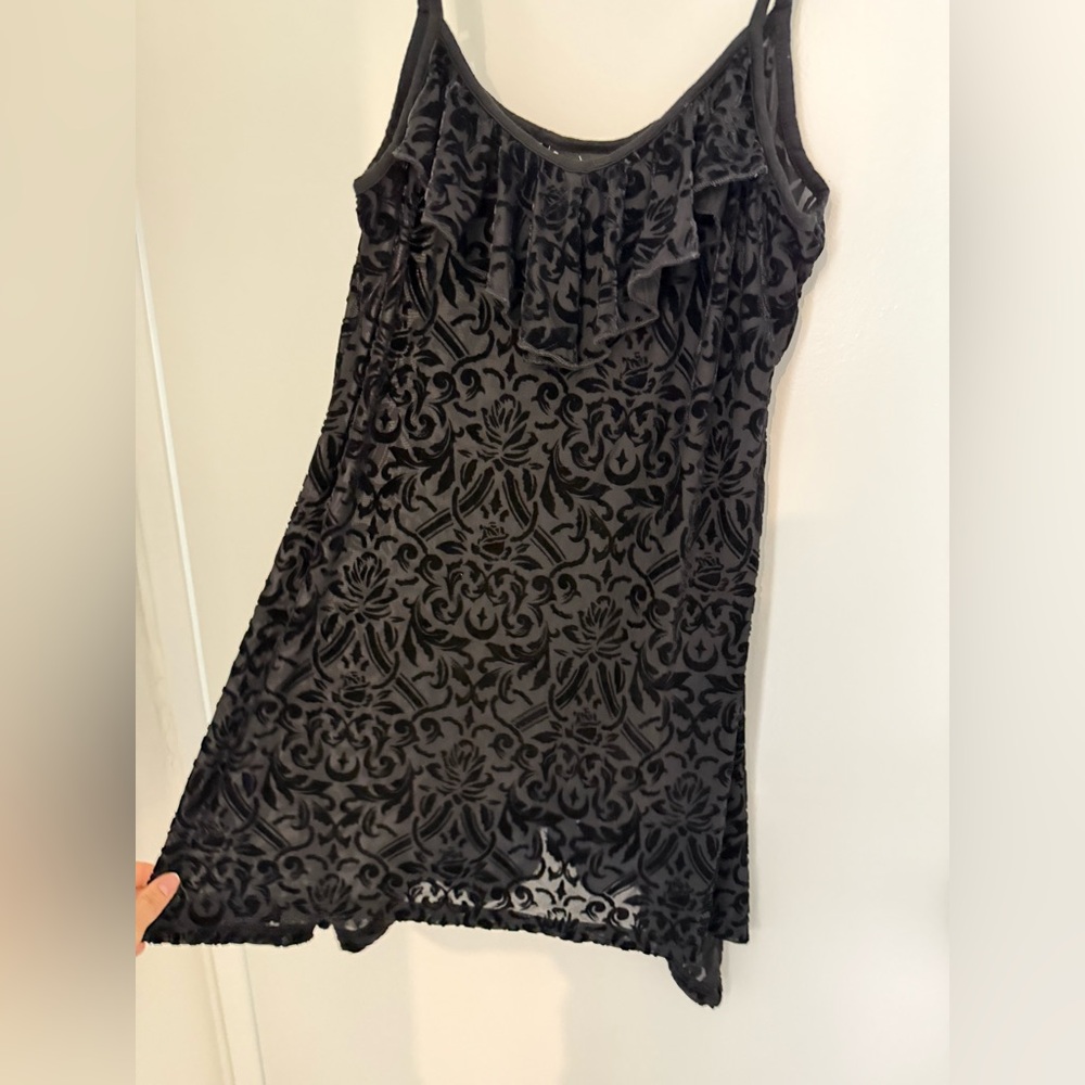 Killstar Black Velvet Ruffled Top